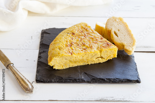 Spanish Tortilla, Pincho de Tortilla. Homemade typical tortilla de patatas