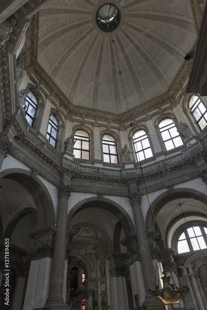 Basilica di Santa Maria della Salute interior in Venice, Italy.