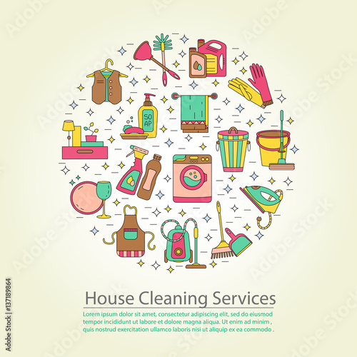 House cleaning vector card.