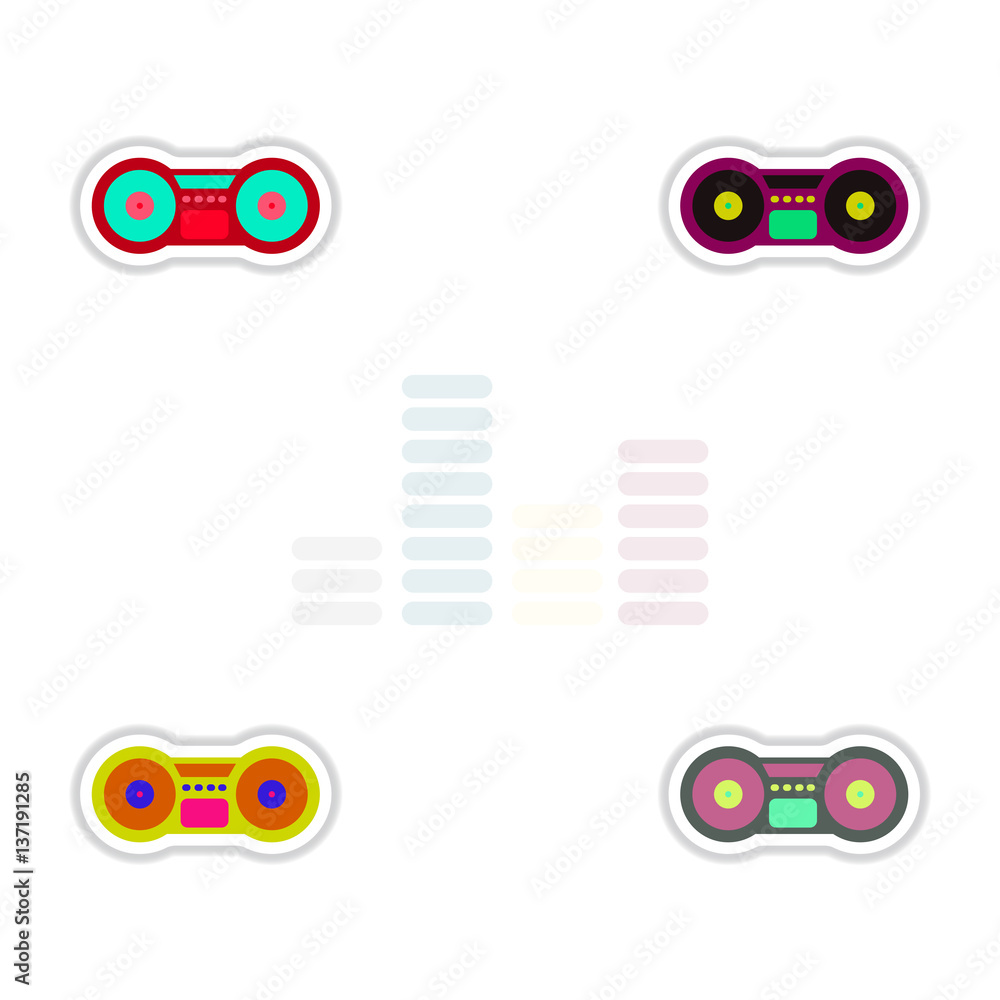 Set of color label design collection of music recorder