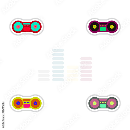Set of color label design collection of music recorder