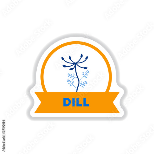 Label icon on design sticker collection kitchenware seasoning dill with ribbon