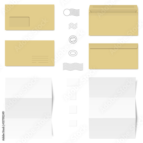 envelopes and postage stamps