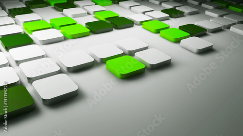 3d green and white squares background  3d illustration