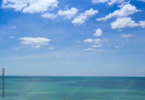 sea and blue sky in summer at Hua HIn beach, Thailand