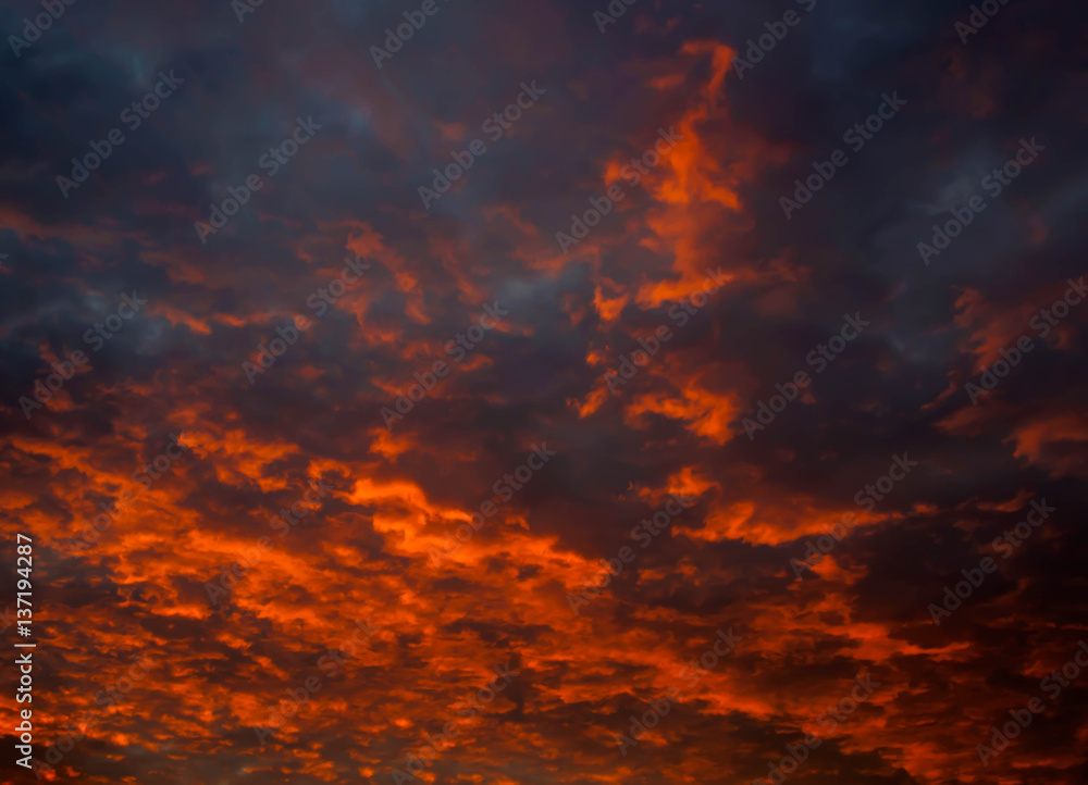 blurred sky at sunset for background