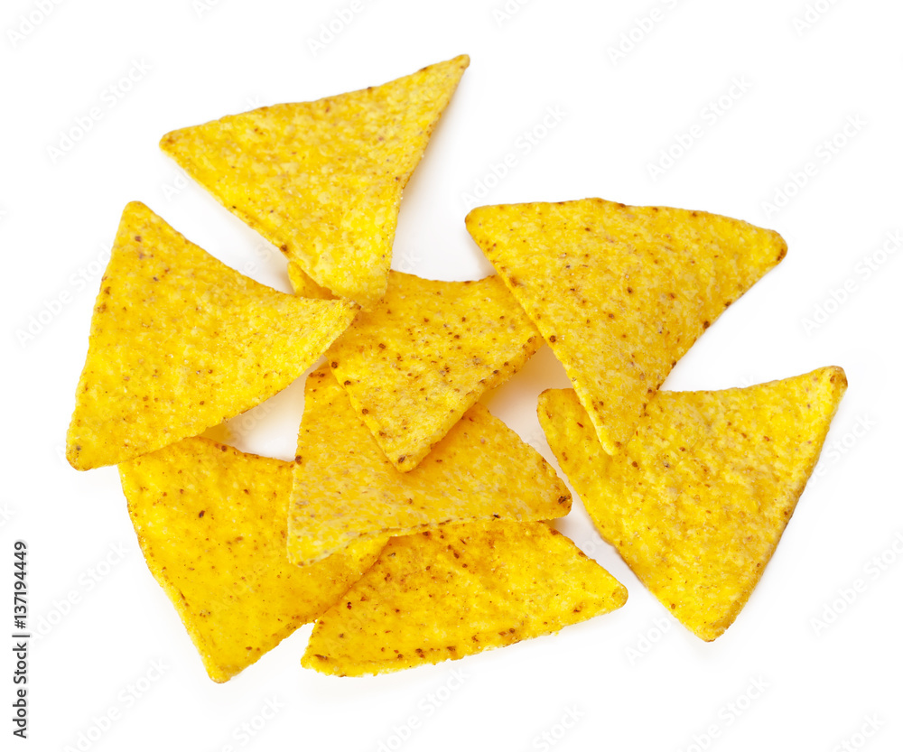 corn nachos on white background corn nachos on white background