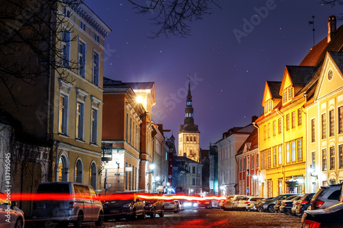 night view of the street  Tallinn