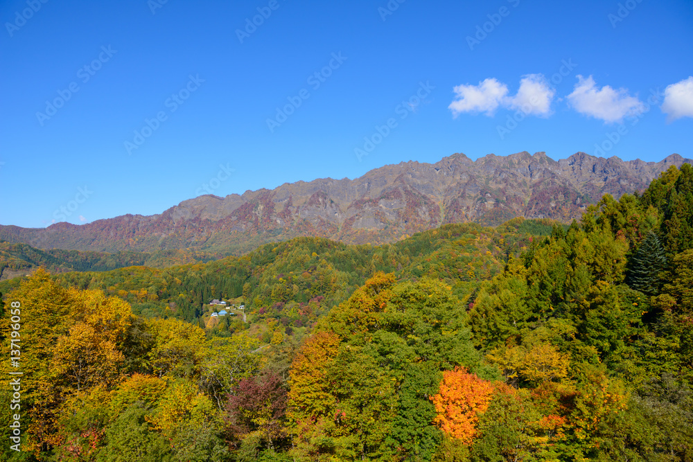 Fototapeta premium 長野 鬼無里 大望峠から見る戸隠山