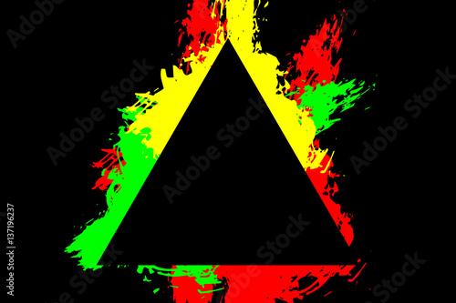 Abstract grunge painted scratched texture background . EPS10 vector illustration reggae colors green, yellow, red
