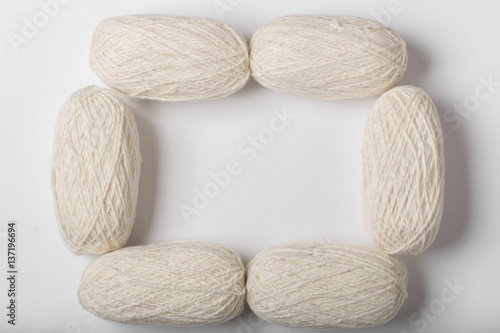 background of the white yarn frame