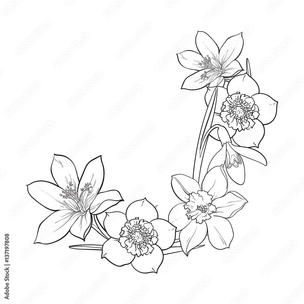 half-frame-of-spring-flowers-decoration-element-sketch-vector