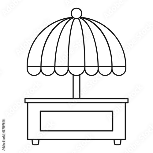 Mobile cart with umbrella icon, outline style