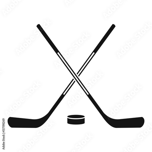 Ice hockey sticks icon, simple style