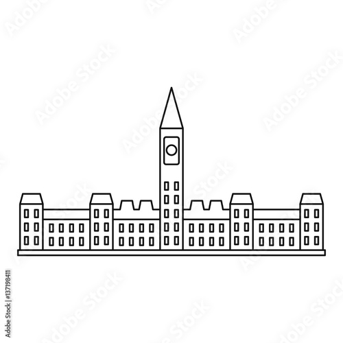 Parliament building in Ottawa icon, outline style