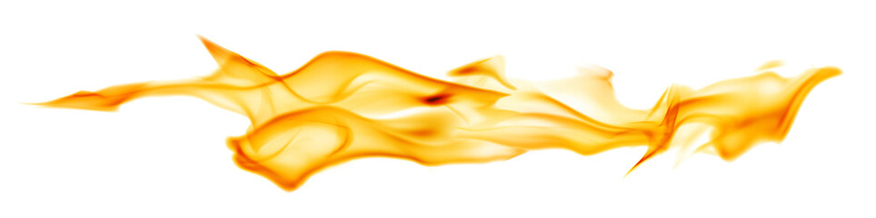 yellow long fire stripe isolated on white