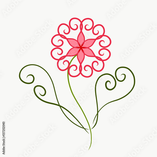 elegant flower  painted lines with swirls 