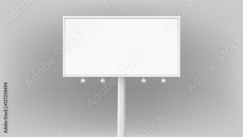 Billboard advertising panel with empty space and light projectors isolated over on background