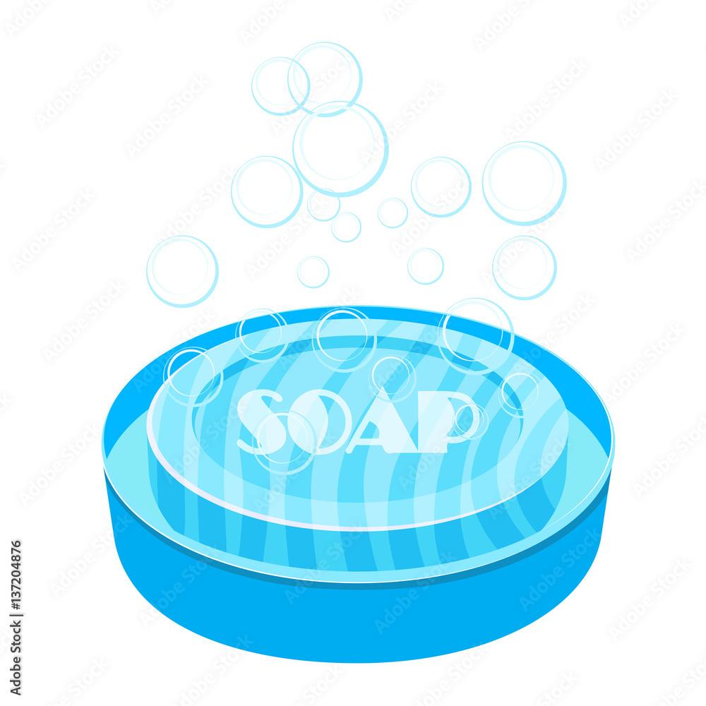 Vector image of blue soap and soap dish on a white background. Cartoon  color soap on a white background. Object of hygiene and body care Stock  Vector | Adobe Stock