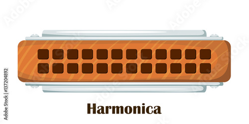 Color vector image of a musical instrument - harmonica on a white background. Stock vector illustration