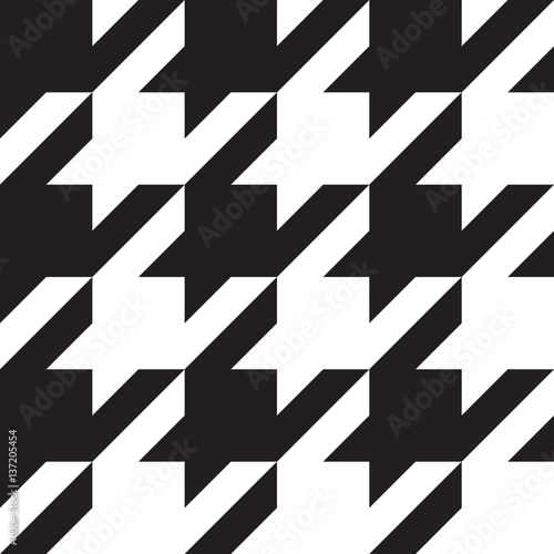 Houndstooth black and white classical seamless pattern, big elements.