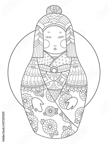 Matryoshka coloring book vector illustration