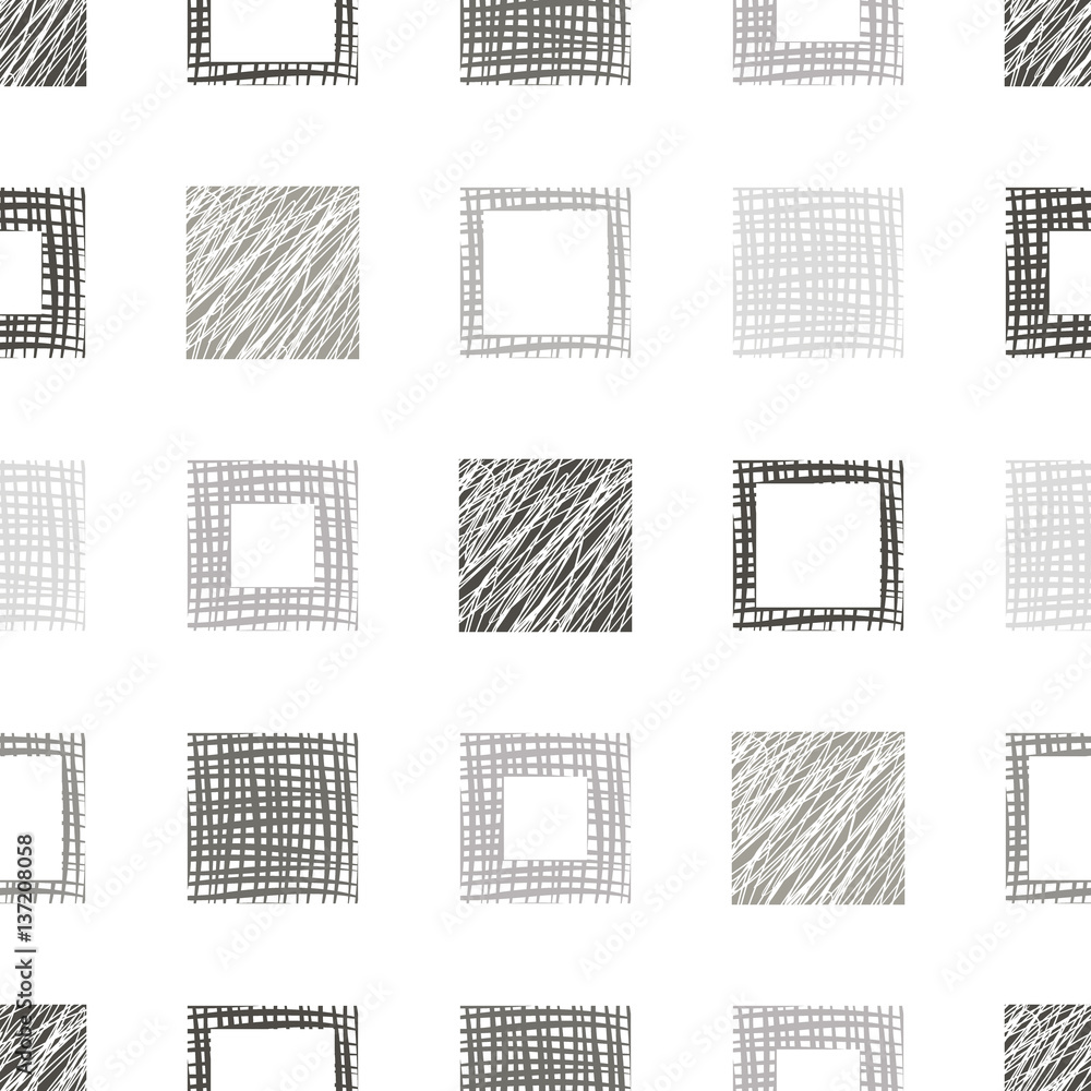 Seamless vector geometrical pattern, grey endless background with hand drawn textured geometric figures. Pastel Graphic illustration Template for wrapping, web backgrounds, wallpaper Seamless vector geometrical pattern, grey endless background with hand drawn textured geometric figures. Pastel Graphic illustration Template for wrapping, web backgrounds, wallpaper