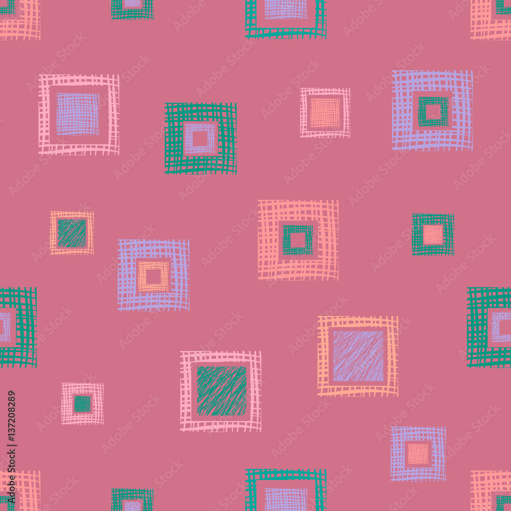 Seamless vector geometrical pattern with rhombus, squares, rectangles endless background with hand drawn textured geometric figures. Pastel Graphic illustration Template for wrapping, web backgrounds Seamless vector geometrical pattern with rhombus, squares, rectangles endless background with hand drawn textured geometric figures. Pastel Graphic illustration Template for wrapping, web backgrounds