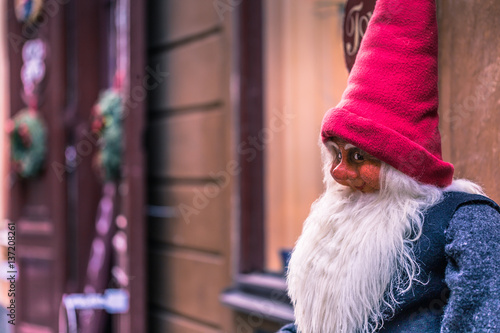 Photography January 21, 2017: Statue of a Christmas dwarf in the old town of Stockholm, Swed