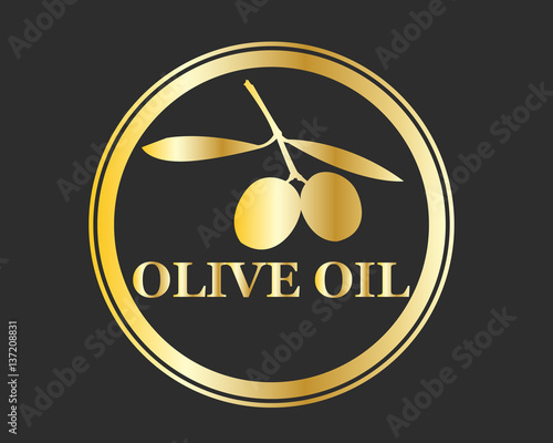 olio d'oliva logo dorato con disegno olive