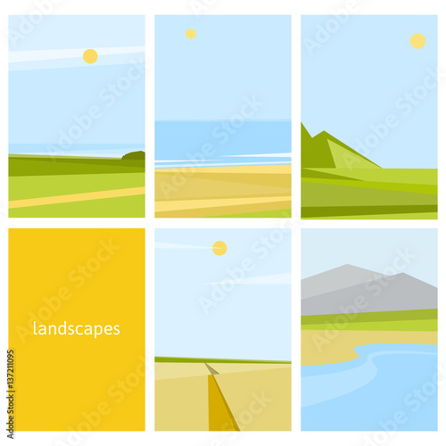 Set of landscapes. vector flat illustration.