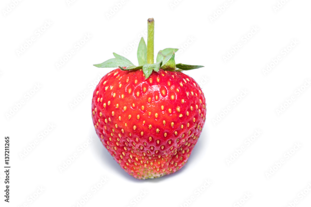 Fresh red strawberry with leaves isolated on the white background Fresh red strawberry with leaves isolated on the white background