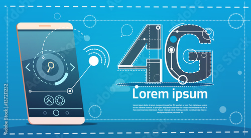 Cell Smart Phone 4g Internet Speed Social Network Communication Concept Flat Vector Illustration