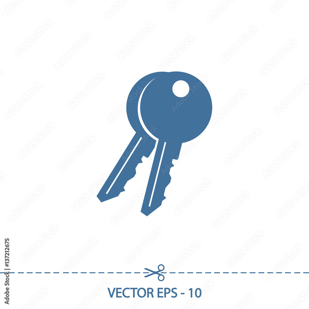 Key icon, vector illustration. Flat design style Key icon, vector illustration. Flat design style