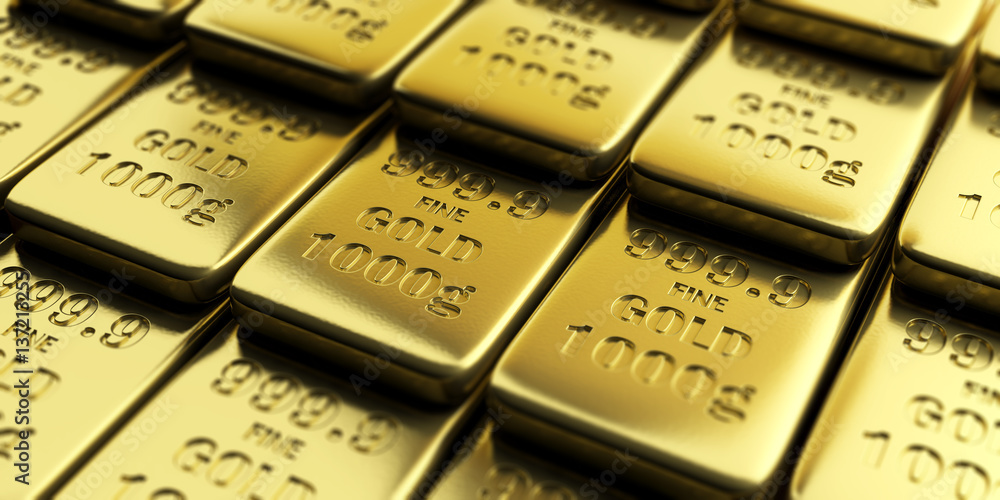 Gold bullion bars background. 3d illustration Gold bullion bars background. 3d illustration