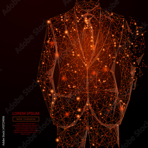Abstract mash line and point businessman in suit on background with an inscription. Starry sky or space, consisting of stars and the universe. Vector business illustration