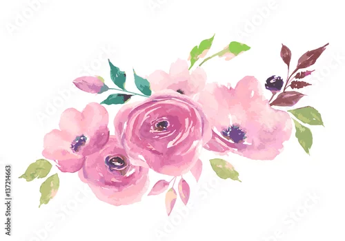 Naklejka na ścianę Bukiet akwareli. Malowane kwiaty