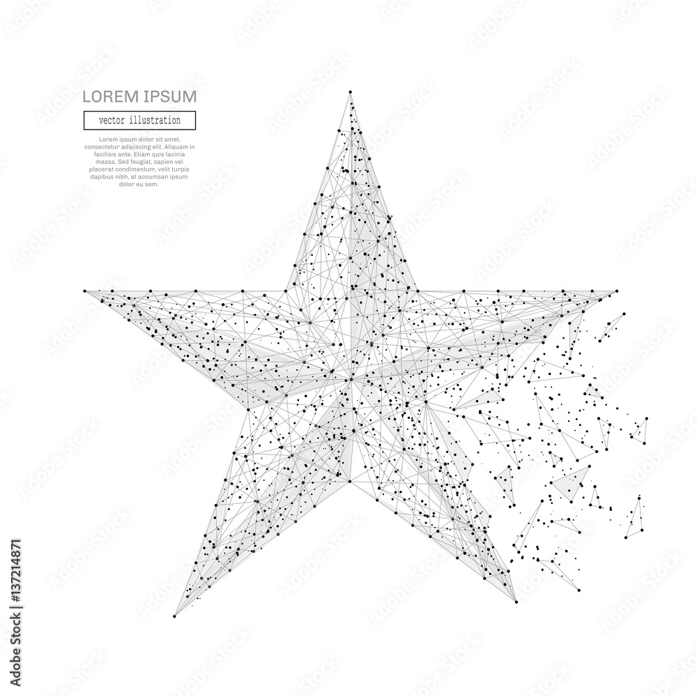Grey star with polygon line on abstract background. Polygonal space low poly with connecting dots and lines. Connection structure. Vector science background Grey star with polygon line on abstract background. Polygonal space low poly with connecting dots and lines. Connection structure. Vector science background
