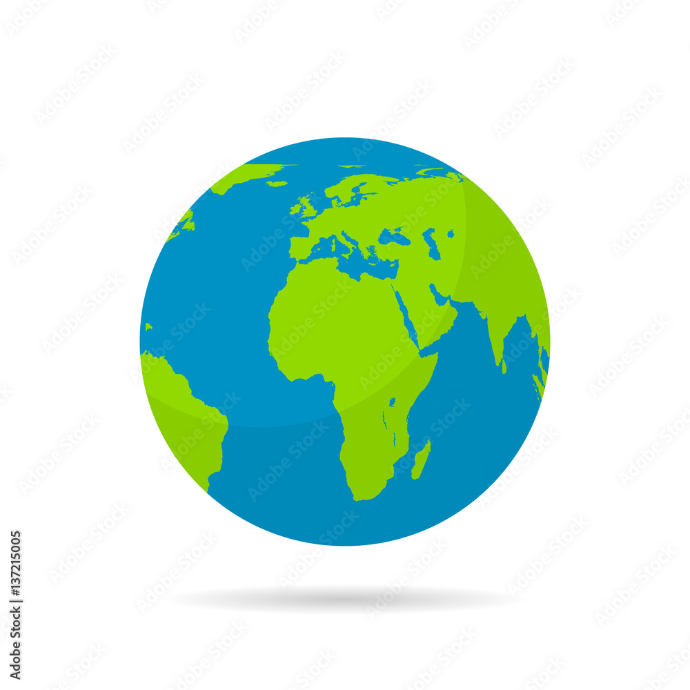 Globe world map with shadow on white background Globe world map with shadow on white background