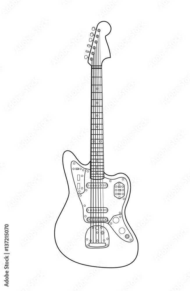 Fototapeta premium Beautiful rock electric guitar in a loop on a white background