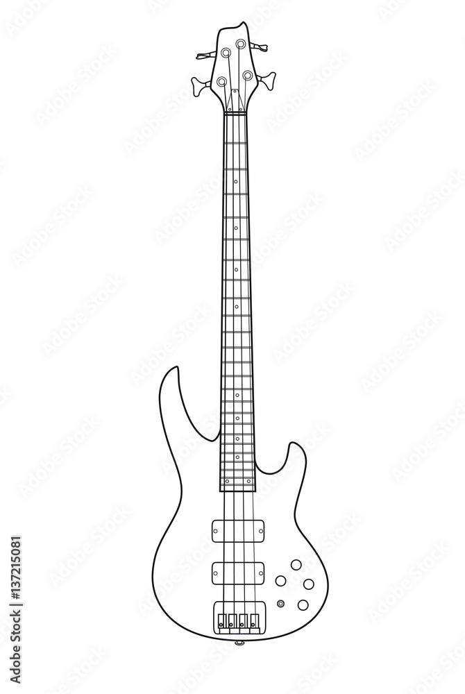 Beautiful rock electric guitar in a loop on a white background