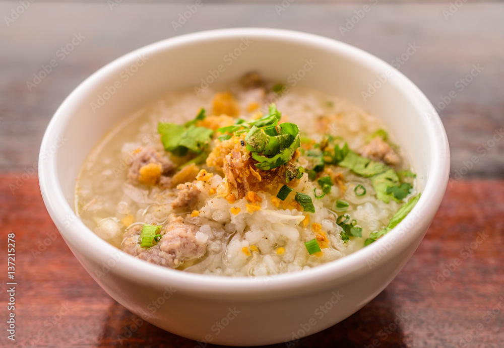 rice congee mixed with pork