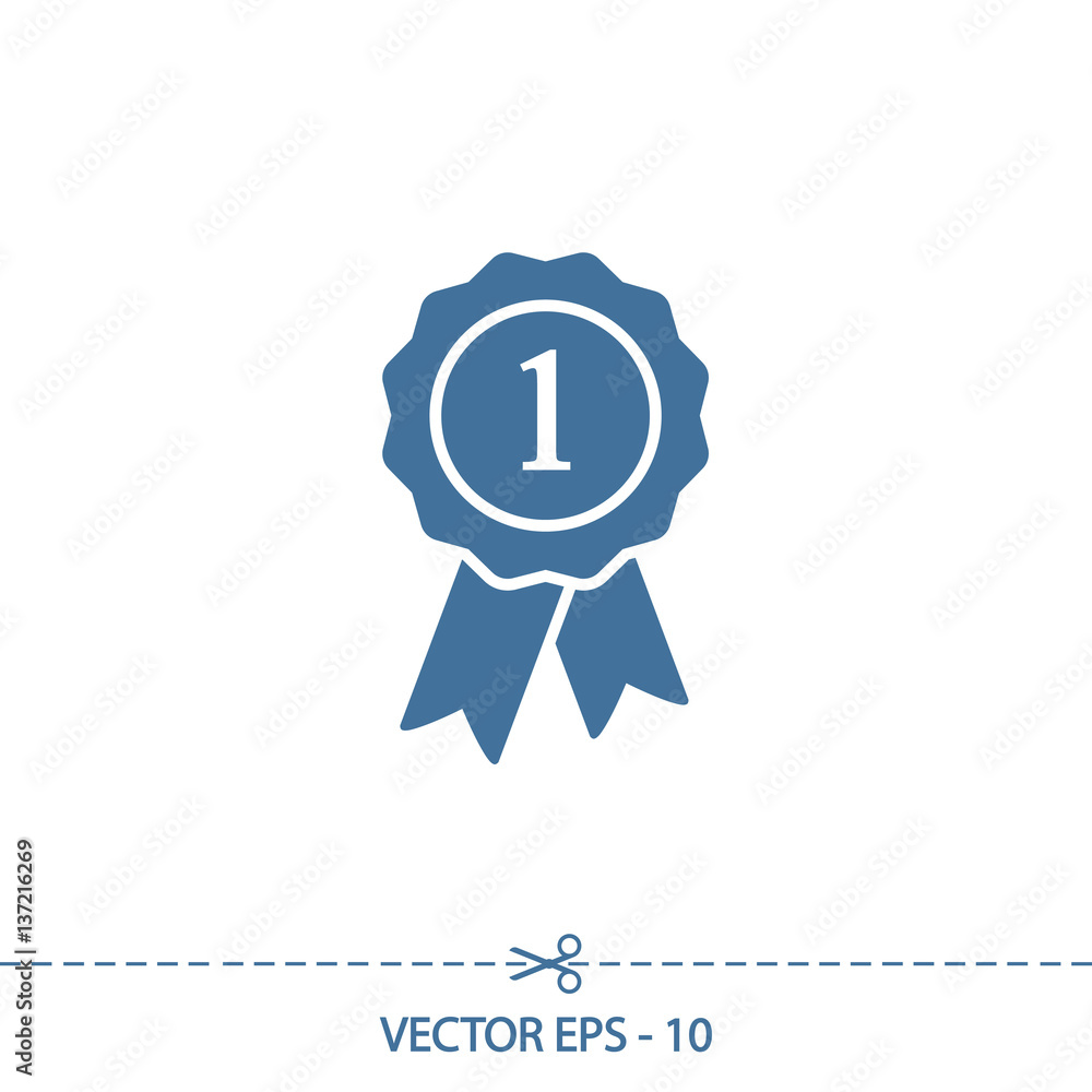 badge with ribbons icon, vector illustration. Flat design style