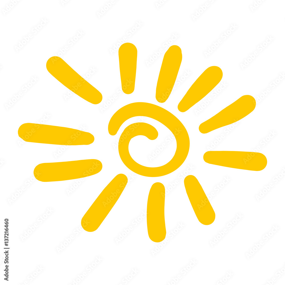 Hand drawn sun icon. Vector illustration isolated on white background. Hand drawn sun icon. Vector illustration isolated on white background.