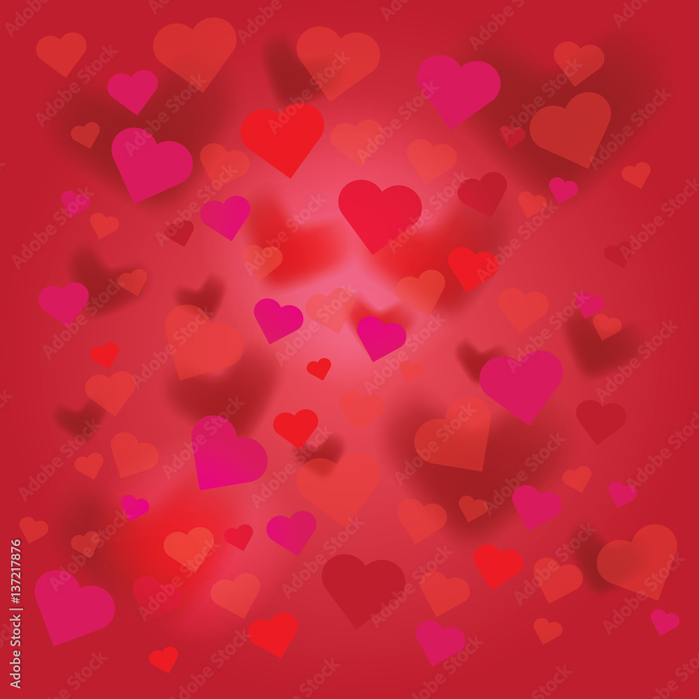 Shiny hearts bokeh Valentine's day background. Vector illustration.