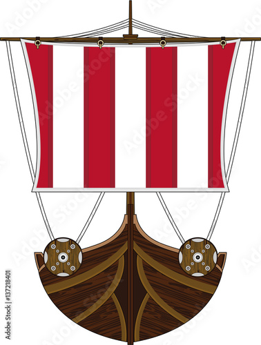 Norse Cartoon Viking Warship 