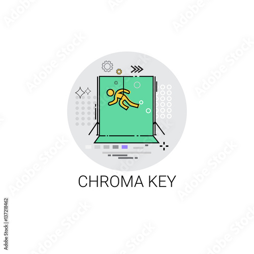 Chroma Key Green Background Film Production Technology Icon Vector Illustration