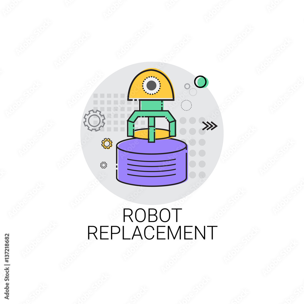 Robot Replacement Machinery Industrial Automation Industry Production Icon Vector Illustration Robot Replacement Machinery Industrial Automation Industry Production Icon Vector Illustration