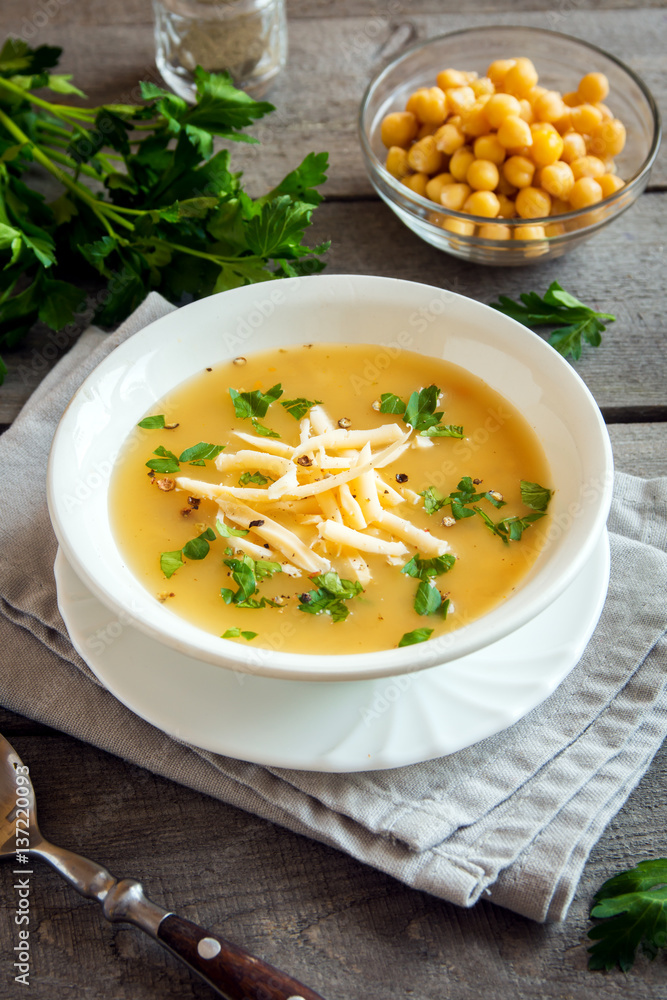 Chickpea Soup with Cheese and Parsley Chickpea Soup with Cheese and Parsley