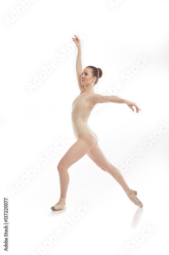 young modern ballet dancer isolated on white background